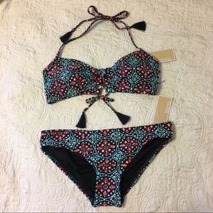 NWT 🏷  MICHAEL KORS Turquoise Print 2 pc Swim